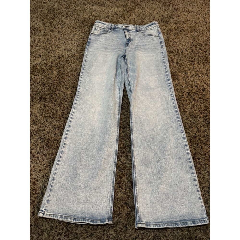 Grace & Lace Womens Size 16 Light Wash Wide Leg High Rise Denim Jeans Blue